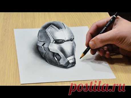 Удивительный 3D Рисунок Железный Человек Iron Man 3D Drawing