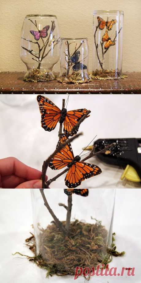Идея для любителей бабочек. Использование стикеров.
