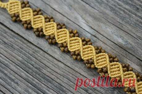 Micro-Macrame Beaded Bracelet - Marigold and Picasso