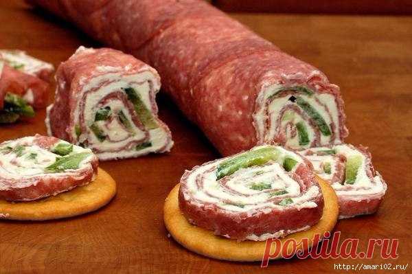 Роллы из салями с сырной начинкой | Четыре вкуса