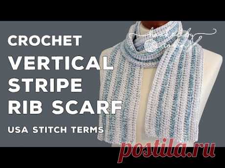 Crochet Stripe Ribbed Scarf - Super Simple, Easy & Fast for Beginners!