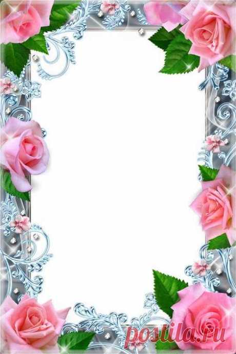 Photo frame Flower music, roses. Transparent PNG Frame, PSD Layered Photo frame template, Download.