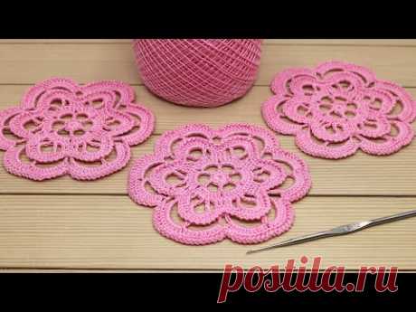 ВЯЗАНИЕ КРЮЧКОМ простой ЦВЕТОК для ирландского кружева МАСТЕР-КЛАСС для начинающих  crochet flowers