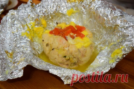 Куриные узелки с овощами и сыром