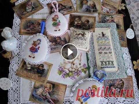 41. Пасхальная вышивка. 7 оформленных работ В этом видео расскажу о готовых работах в пасхальной тематике: 1) Салфетка по набору от фирмы Алиса "Крольчата" 2) Банер с деревом и кролика...