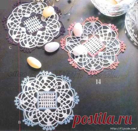 2 ч. Шикарные салфеточки крючком. Схемы и применение.