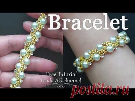 Pearl & Chaton Montees Beaded Bracelet / Wedding Bracelet /DIY Jewelry Making Tutorial