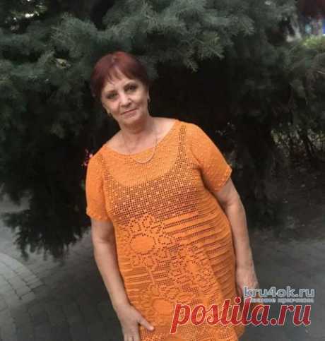 Туника Подсолнухи в филейной технике. Работа Ларисы