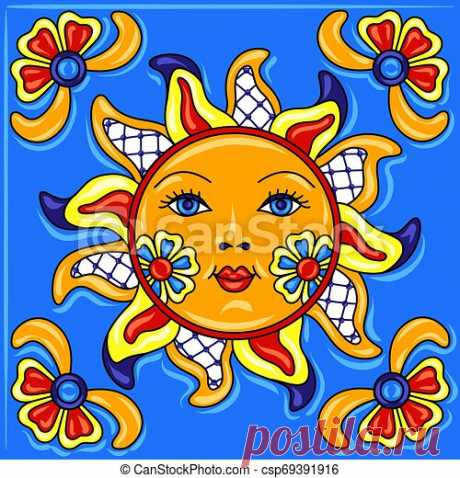 Mexican talavera ceramic tile pattern. traditional decorative objects. ethnic folk ornament. decoration with ornamental