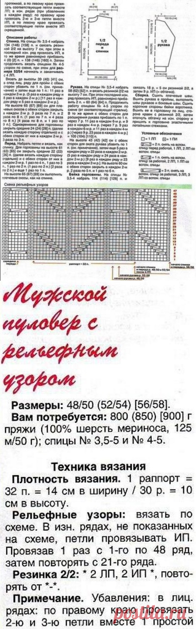 Как связать мужской пуловер