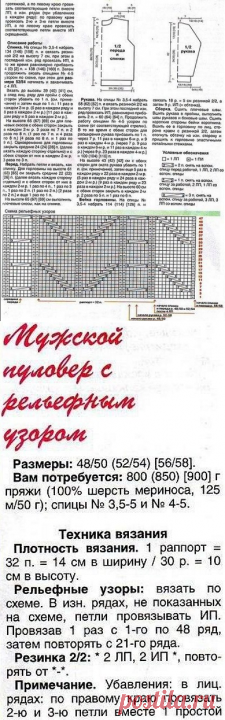 Как связать мужской пуловер