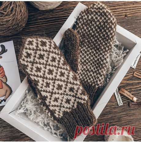 Жаккардовые варежки спицами!Автор:valya_paskhina