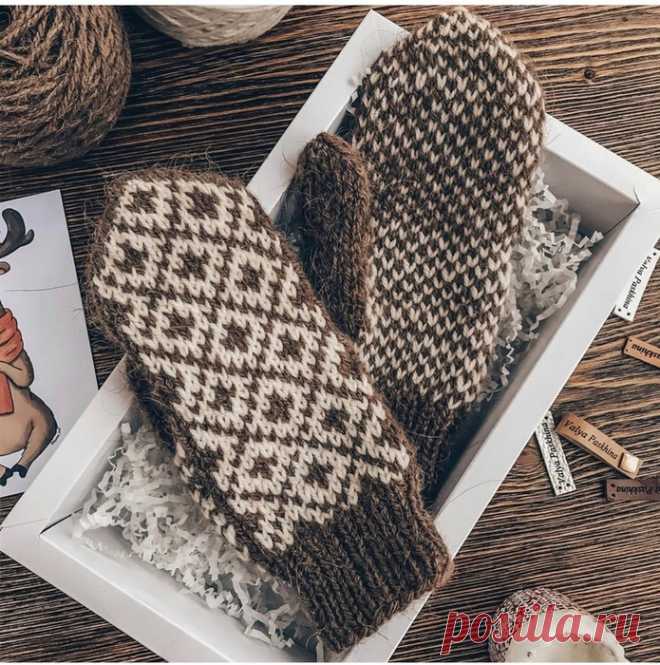 Жаккардовые варежки спицами!Автор:valya_paskhina