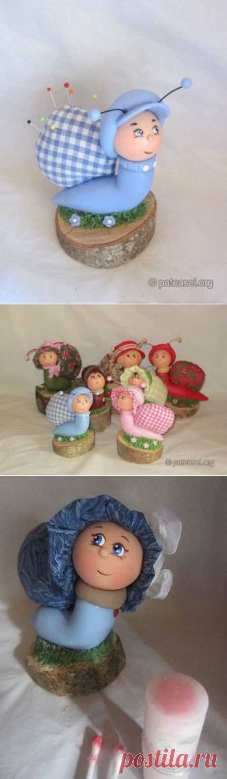 Забавные игольницы УЛИТКИ из холодного фарфора.
