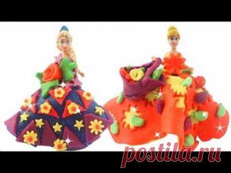 Play Doh Sparkle Disney Princess Super Glitter Dresses Making For Frozen Elsa &  Belle