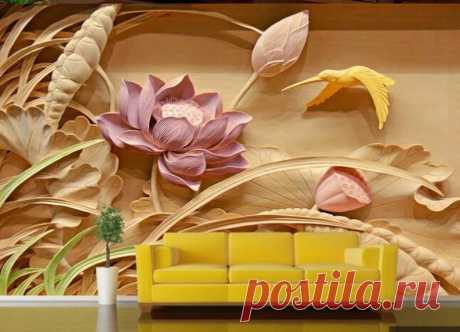 Custom 3D Stereo Deep Texture Custom Lotus Flower Wood | Etsy