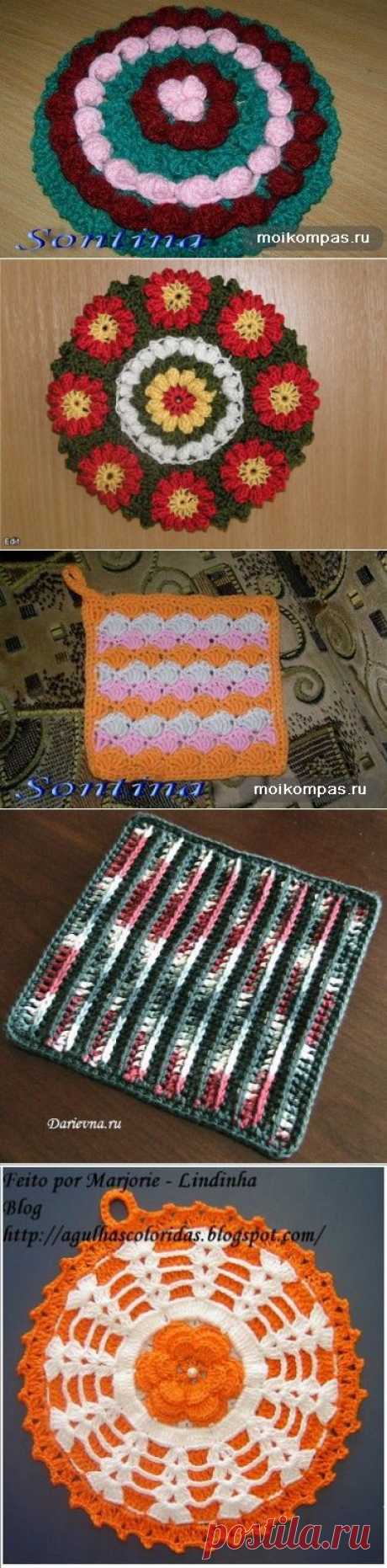Вязаные прихватки и подставки со схемами и описаниями