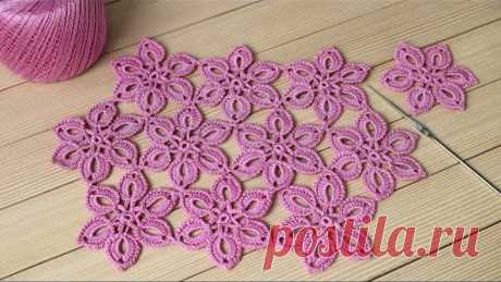 ЦВЕТЫ крючком МАСТЕР-КЛАСС соединение мотивов ЦВЕТОЧНЫЙ УЗОР DIY Tutorial EASY Crochet flower