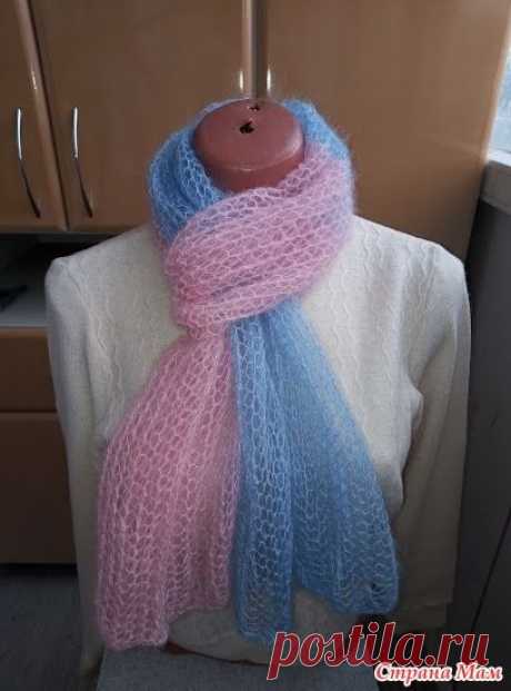 Женский шарф из кид мохера спицами, Вязание для женщин