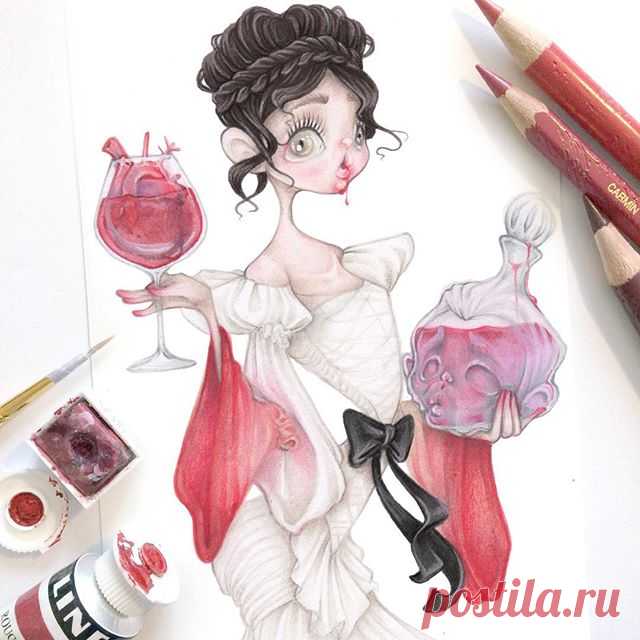 #GirlfriendsOfHalloween Day 3: vampire 🥂(💖ADOPTED💖)
Inspired by Christian Lacroix Haute Couture FW 08❤️
For any purchase on my Etsy shop camillpfister.etsy.com, you'll receive one original from this Girlfriends of Halloween challenge (while stocks last)💝
.
#camillepfister #halloween  #illustration #instaart #ink #creepy #cute  #darkart #dark #popsurrealism #lowbrow #surreal #kawaii #art #goth #gothic #pastelgoth #drawlloween #vampire #christianlacroix #fashiongirlfrien...