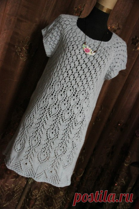 Платье с ажурным узором спицами. The dress with openwork pattern spokes | Домоводство для всей семьи.