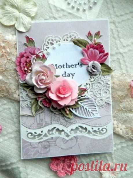 Mothers day card Floral greeting Birthday card Godmothers gift Scrapbooking card Hand made card Congratulations gift Mothers in law card Send your loving wishes with this beautiful Mothers day card! Floral greeting card made with sturdy card stock and high quality scrap papers and embellishments, such as: lace, paper cutting frame with sentiment Mothers day, , papier flowers, pearls and other decoration elements. Spring card