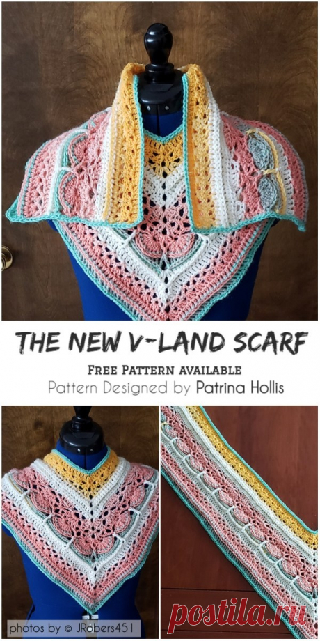 The New V-Land Scarf with Free Pattern #crochet #crochetscarfpattern #freecrochetpattern #scarf #lovecrochet #crafts #homemade #fashion #crochetstyle #crochetfashion