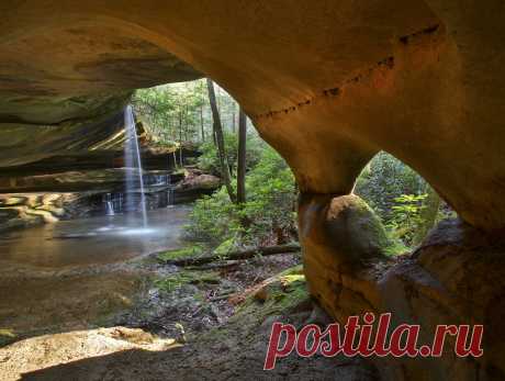 From Inside A Widow Of Nature Funston Arch Complex Eagle Creek Natural Bridge Daniel Boone National Forest Kentucky  I still haven't looked at most of my shots from early in April when myself and some good friends visited Cumberland Falls State Park! On our first morning we headed over to the Funston Arch Complex and I was looking for some new perspectives. I really dug this one framing in the window, the falls and beyond the falls the Eagle Creek Natural Bridge. I am also...