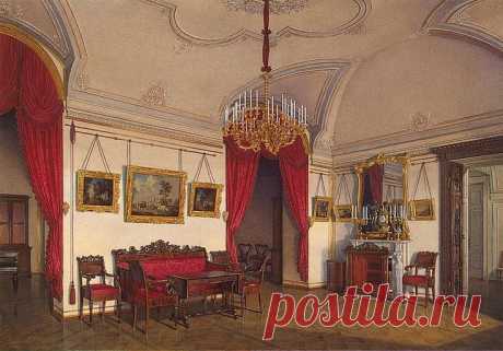 Interiors of the Winter Palace. The Fourth Reserved Apartment. The Drawing-Room - Edward Petrovich Hau - Drawings, Prints and Painting from Hermitage Museum | brunhild110 приколол(а) это к доске Interior painting
