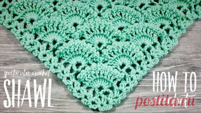 Вяжем ШИКАРНУЮ ШАЛЬ / БАКТУС КРЮЧКОМ / HOW TO CROCHET SHAWL