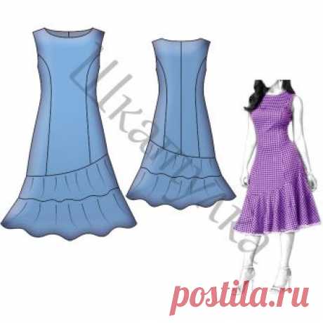 Выкройка платья с рельефами и воланами WD200618 | Шкатулка