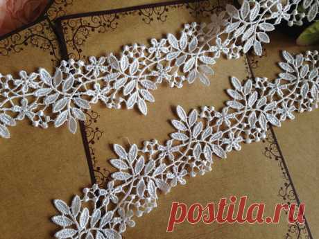 Cream White Venice Lace Trim Floral Leaves Lace Hollowed Out Trim 2 28 Inches Wide 2 Yards Wedding Dress Costumes Supplies - MommyGrid.com