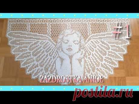 Anioł #1 - firanka/zazdrostka na szydełku (rzędy 1-10)
