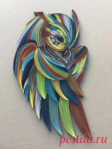 Owl Bird Quilling Wall Art 1 / 83mm tiras de papel - Mis ideas