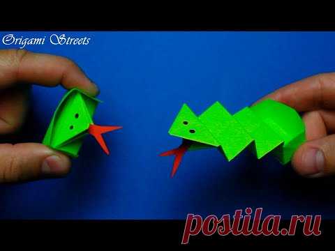 Движущаяся бумажная змея. Легкое оригами -Змея в коробке. Как сделать движущуюся бумажную игрушку