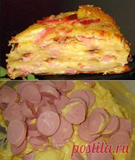 Быстрый пирог с сыром и сосисками « Рецепты пирогов
