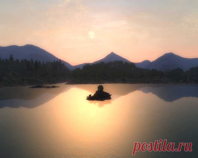 Рассвет над Нибенейской бухтой.
Dawn at Niben Bay.
