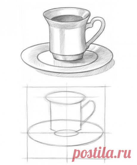 ​Техника рисования чашки с блюдцем
