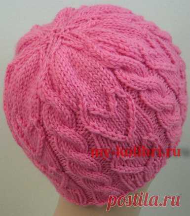 Шапочка женская спицами Sweetheart Beanie