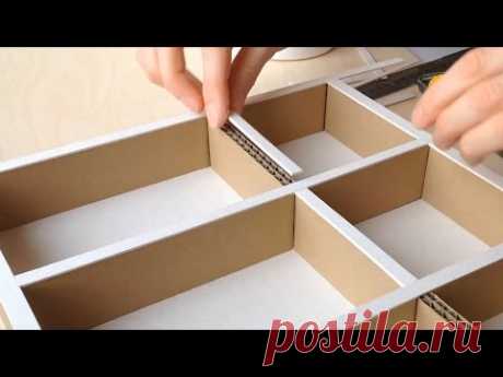 Как сделать органайзер из картонного ящика (мебель из гофрокартона)