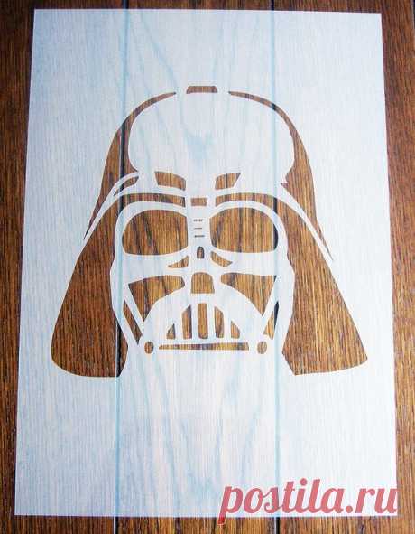 Darth Vader Stencil Mask Reusable Polypropylene Sheet for Arts &amp; Crafts, DIY Darth Vader mask/stencil. Genuine 350 micron Polypropylene Sheet  A machine cut, stencil/mask which can be used in a variety of ways to create unique backgrounds and decorations for your craft, mixed media, DIY and home décor projects.  Texture paste, inks, paints, pastels are just a few