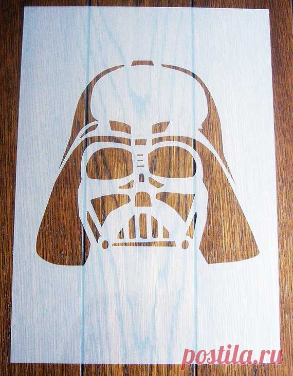 Darth Vader Stencil Mask Reusable Polypropylene Sheet for Arts & Crafts, DIY Darth Vader mask/stencil. Genuine 350 micron Polypropylene Sheet  A machine cut, stencil/mask which can be used in a variety of ways to create unique backgrounds and decorations for your craft, mixed media, DIY and home décor projects.  Texture paste, inks, paints, pastels are just a few