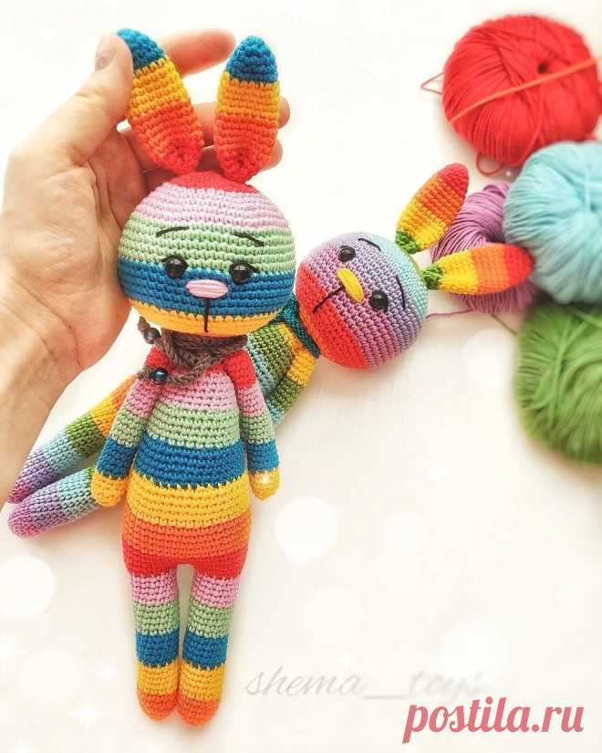 Радужный заяц схема амигуруми | Hi Amigurumi