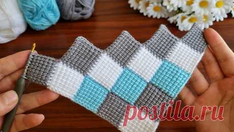 Wow! 😇 Amazing.. Super Easy how to make eye catching tunisian crochet Everyone who saw it loved it #knittinglife #tunisian #easycrochet #crochet #babyblanket #baby #bebekbattaniyesi
