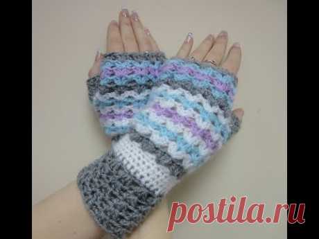 Ажурные митенки Часть -1 Вязание крючком The openwork mitts Part -1 Crochet