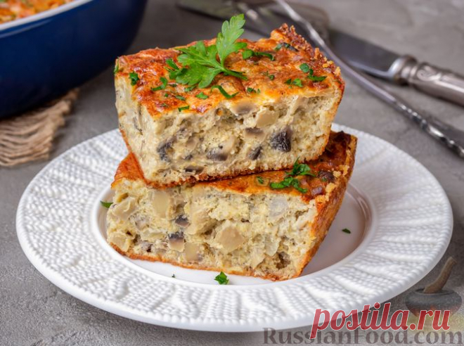 Рецепт: Грибная запеканка со сметаной и луком на RussianFood.com