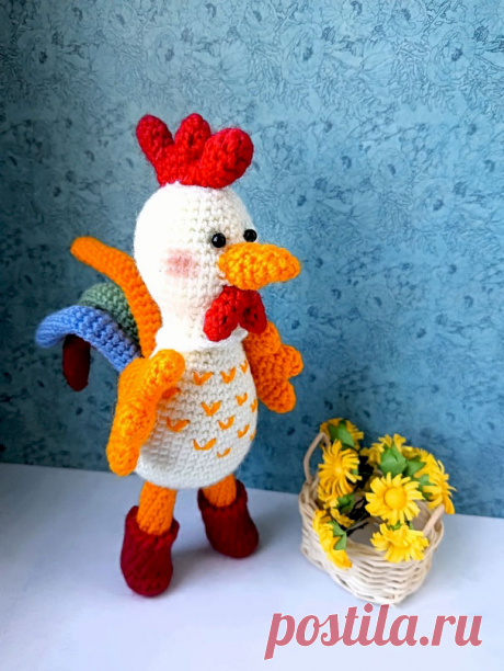 PDF Петя Петушок крючком. FREE crochet pattern; Аmigurumi toy patterns. Амигуруми схемы и описания на русском. Вязаные игрушки и поделки своими руками #amimore - петух, маленький петушок в сапожках.