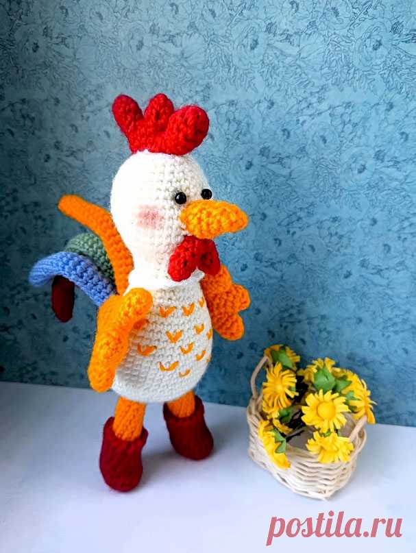PDF Петя Петушок крючком. FREE crochet pattern; Аmigurumi toy patterns. Амигуруми схемы и описания на русском. Вязаные игрушки и поделки своими руками #amimore - петух, маленький петушок в сапожках.