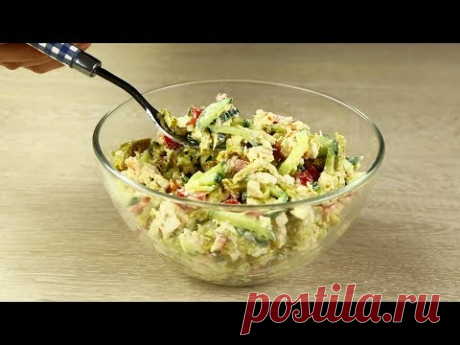 Микс – Рецепты Simple Food с Юлией Шевчук
Необычайно ВКУСНЫЙ САЛАТ 
Куриная грудка, лапша из жареных яиц, огурцы,