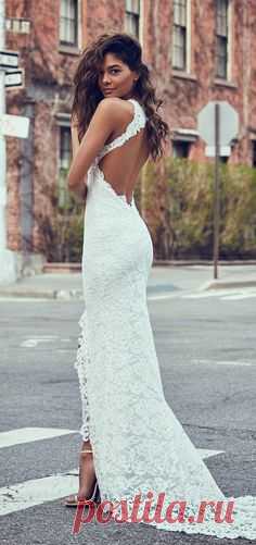 romantic white lace mermaid wedding dresses with sleeves , country open back long bridal gowns #wedding